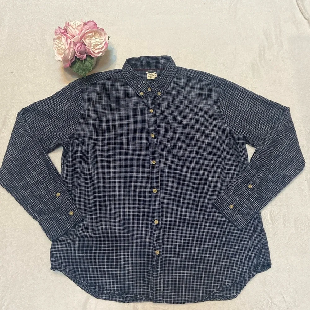 BRIDGE & BURN Slim Fit Size XXL Button Down Shirt Navy & White